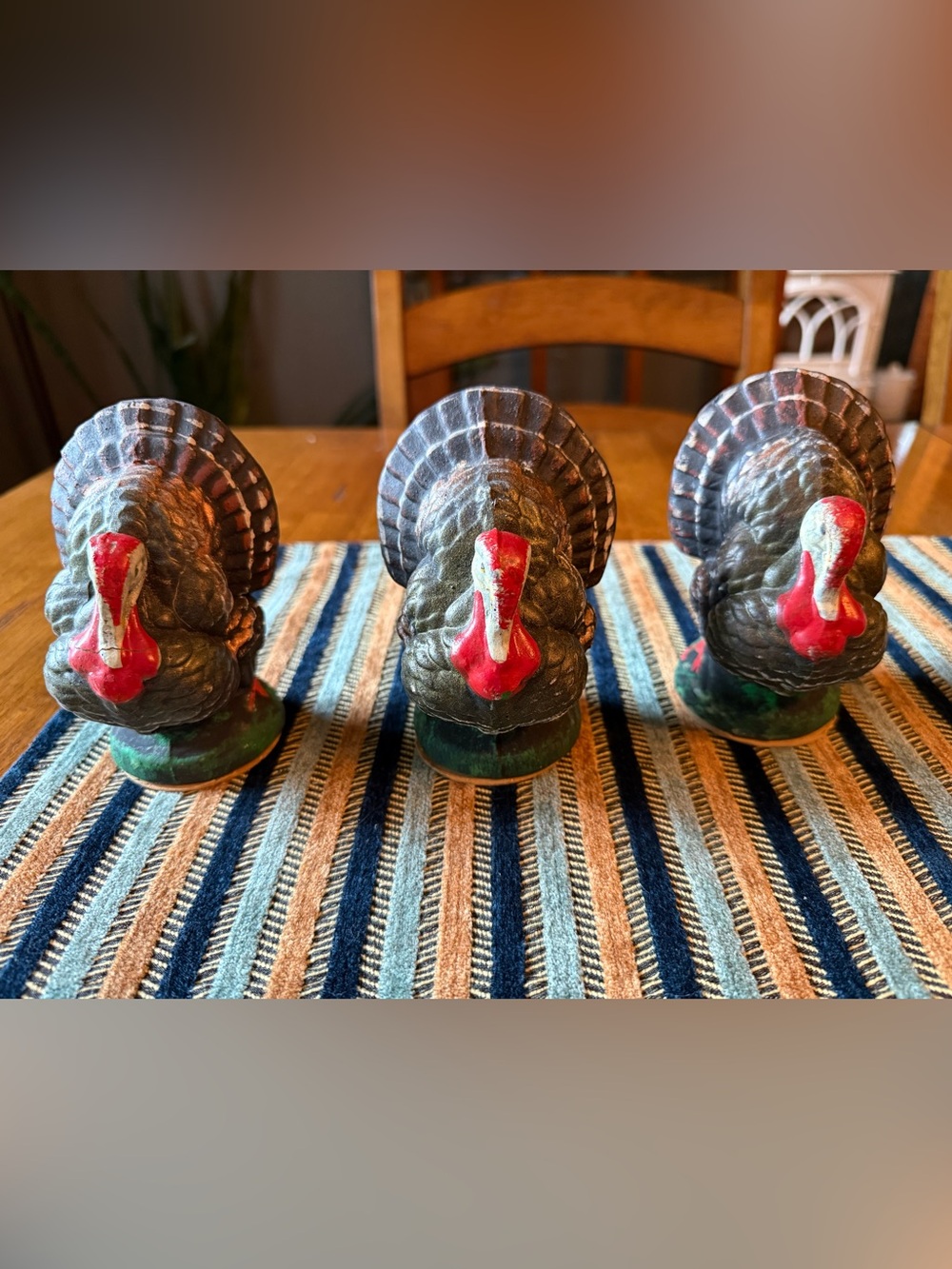 3 Vintage Thanksgiving Turkey Paper Mache Candy Containers US Zone Germany 1940s